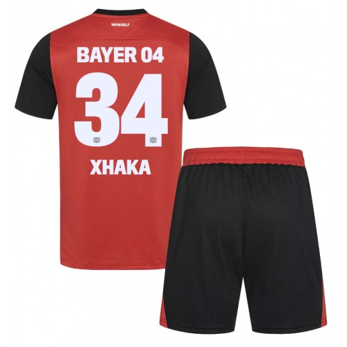 Fotballdrakt Barn Bayer Leverkusen Granit Xhaka #34 Hjemmedraktsett 2024-25 Kortermet (+ Korte bukser)